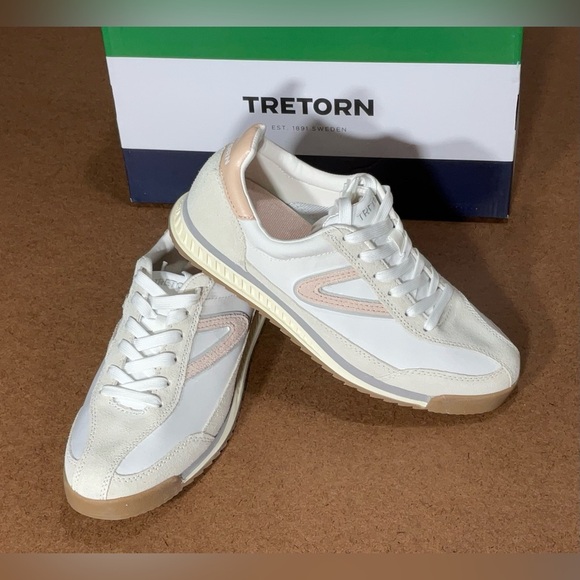 Tretorn Shoes - Tretorn Women's Cream and Tan Sneakers